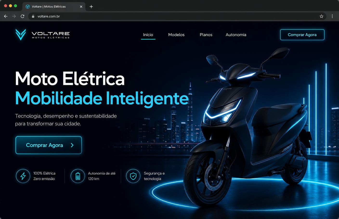 Site institucional: Site de moto elétrica