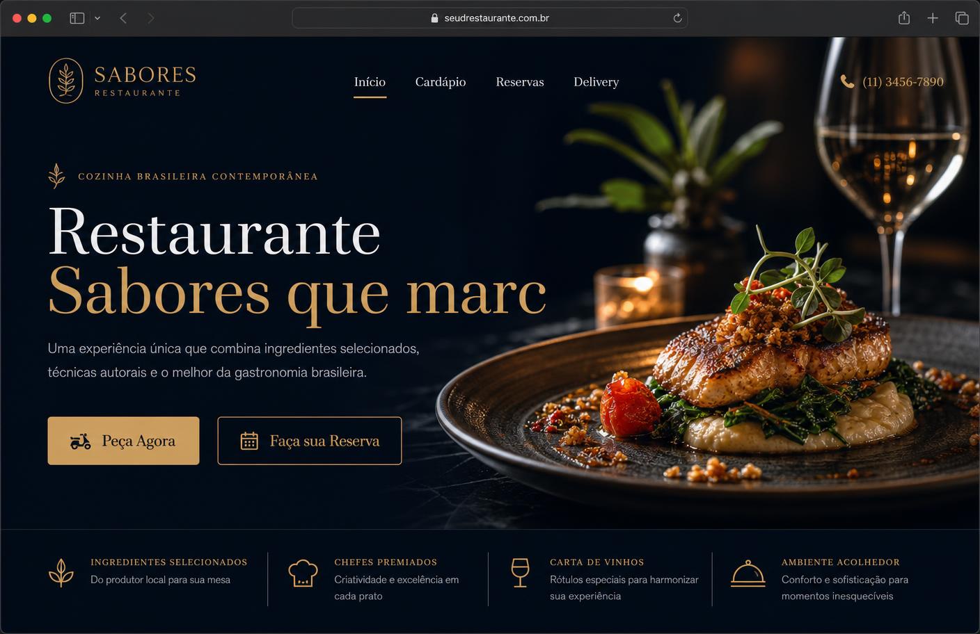 Site + reservas: Site de restaurante